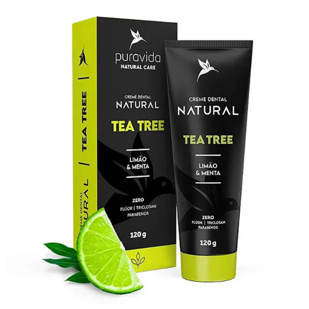 Creme Dental Natural Tea Tree Limão e Menta 120g Puravida