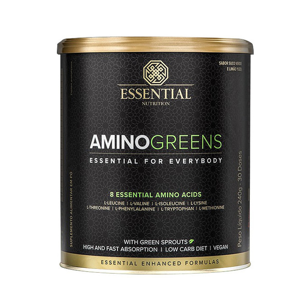 Amino Greens Sabor Suco Verde e Limão Yuzu 240g Essential Nutrition
