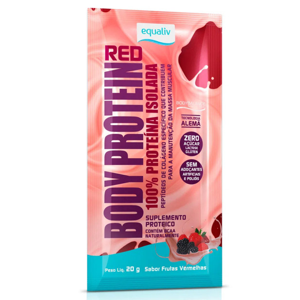 Body Protein Red Frutas Vermelhas 100% Proteina 10 Sachês 20g Equaliv