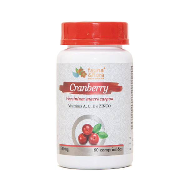 Cranberry Para Infecções De Urina Com Vitaminas A, C, E e Zinco 640mg 60 Comp. Fauna & Flora