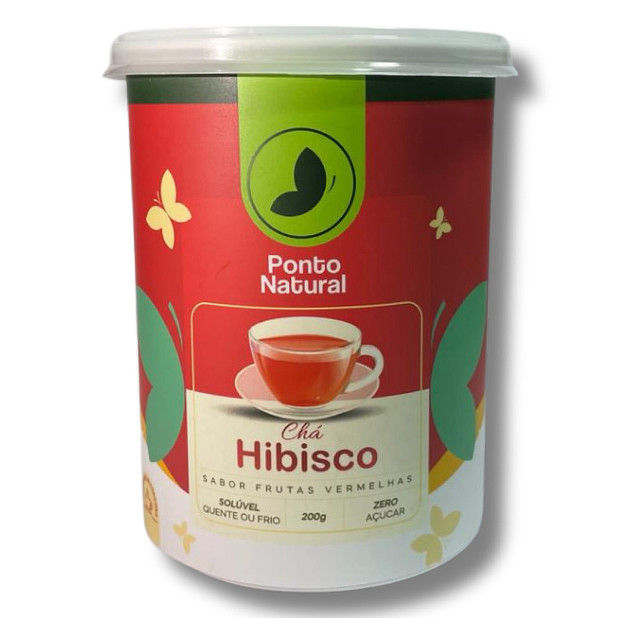 Chá De Hibisco Sabor Frutas Vermelhas Solúvel Zero Açucar 200g Ponto Natural