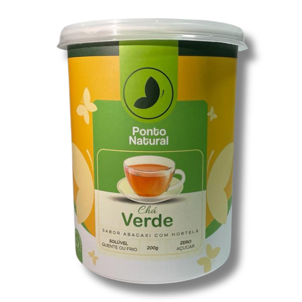 Chá De Verde Sabor Abacaxi Com Hortelã Solúvel Zero Açucar 200g Ponto Natural