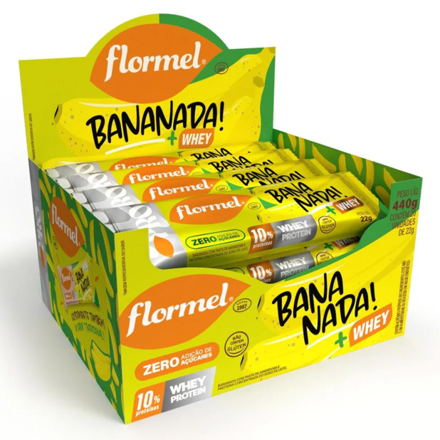 Bananada Com Whey Protein Zero Açúcar 20x22g Flormel Pro