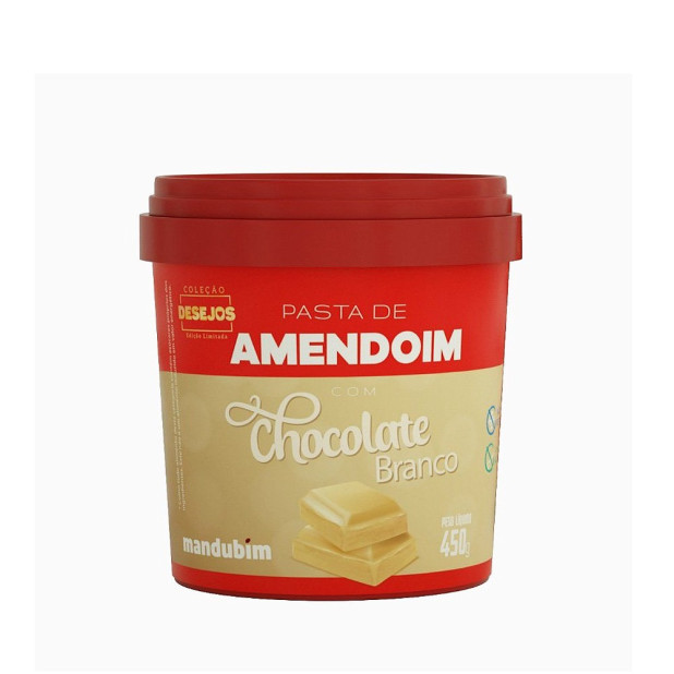 Pasta de Amendoim Chocolate Branco - Mandubim 450g