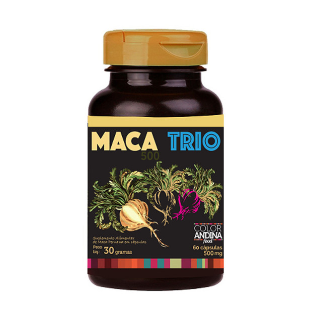 Maca Peruana Trio (Amarela, Vermelha e Preta) 500mg 60 Caps Color Andina